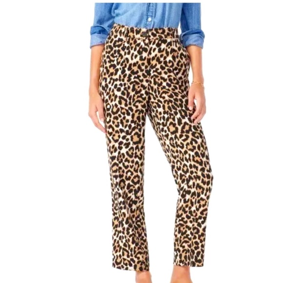 J.Crew Leopard Print Crepe Trouser Pant NWT Sz10